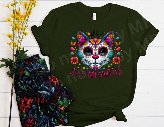 Full Face Cat Sugar Skull | T shirt Halloween