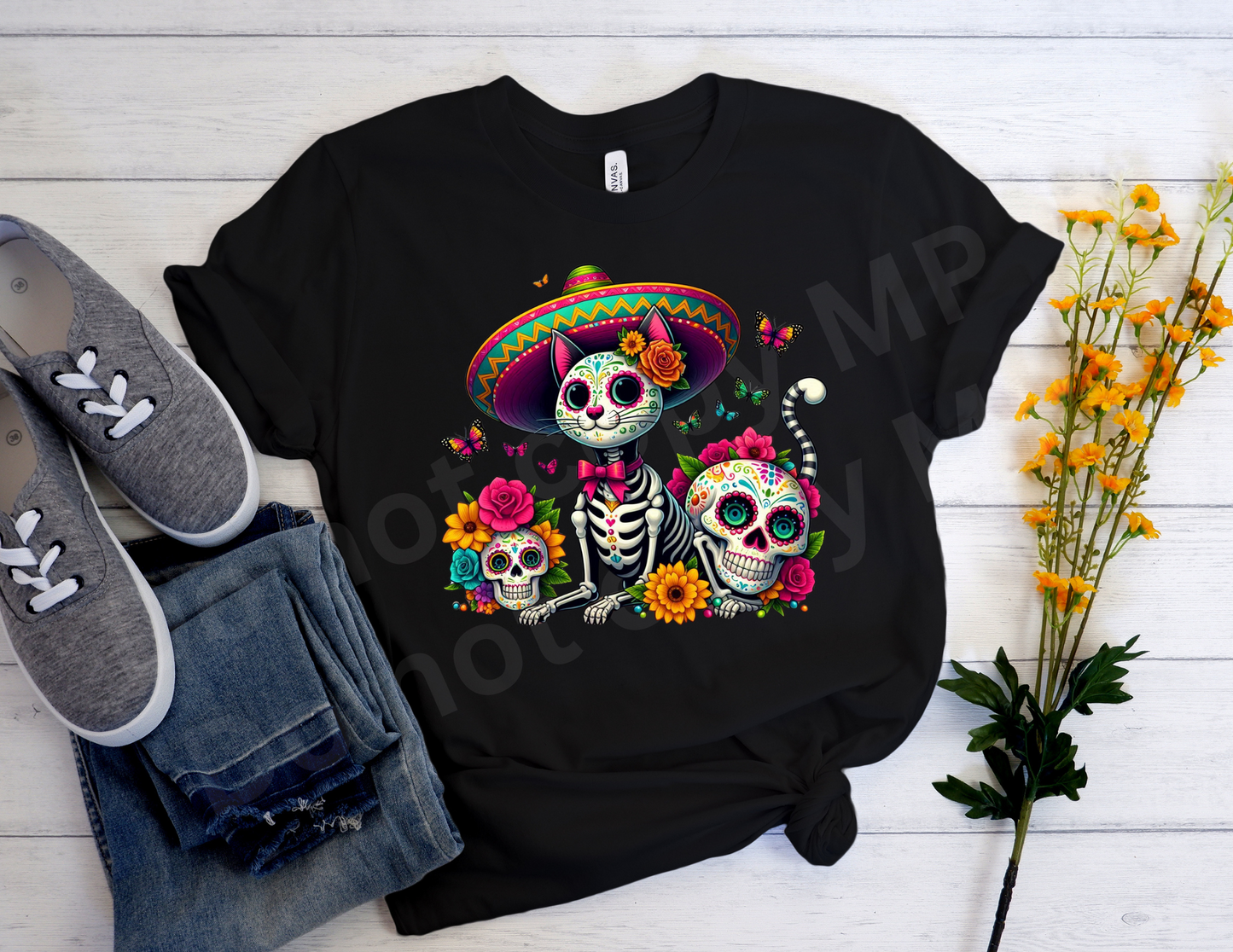 Cat Sugar Skull | T shirt Halloween