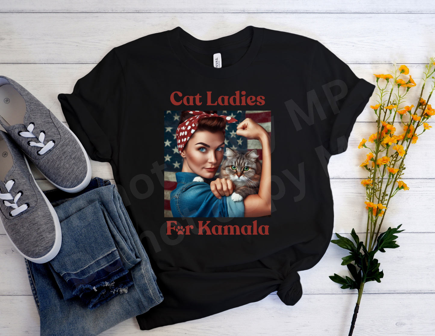 Cat Ladies for Kamala strong arm | T shirt