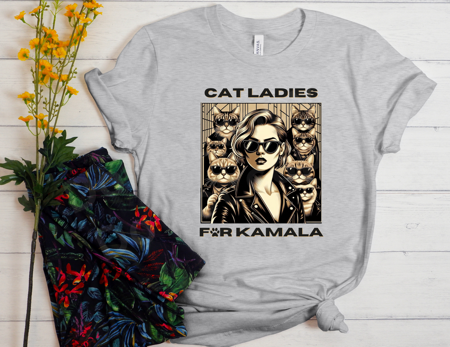 Cat Ladies for Kamala Black letters | T shirt