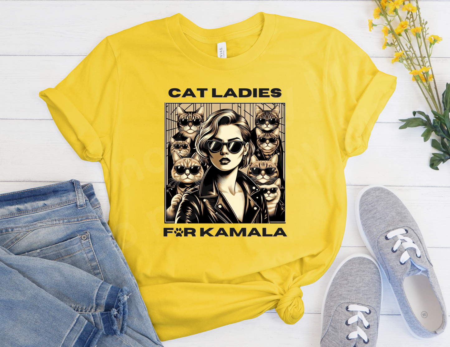 Cat Ladies for Kamala Black letters | T shirt