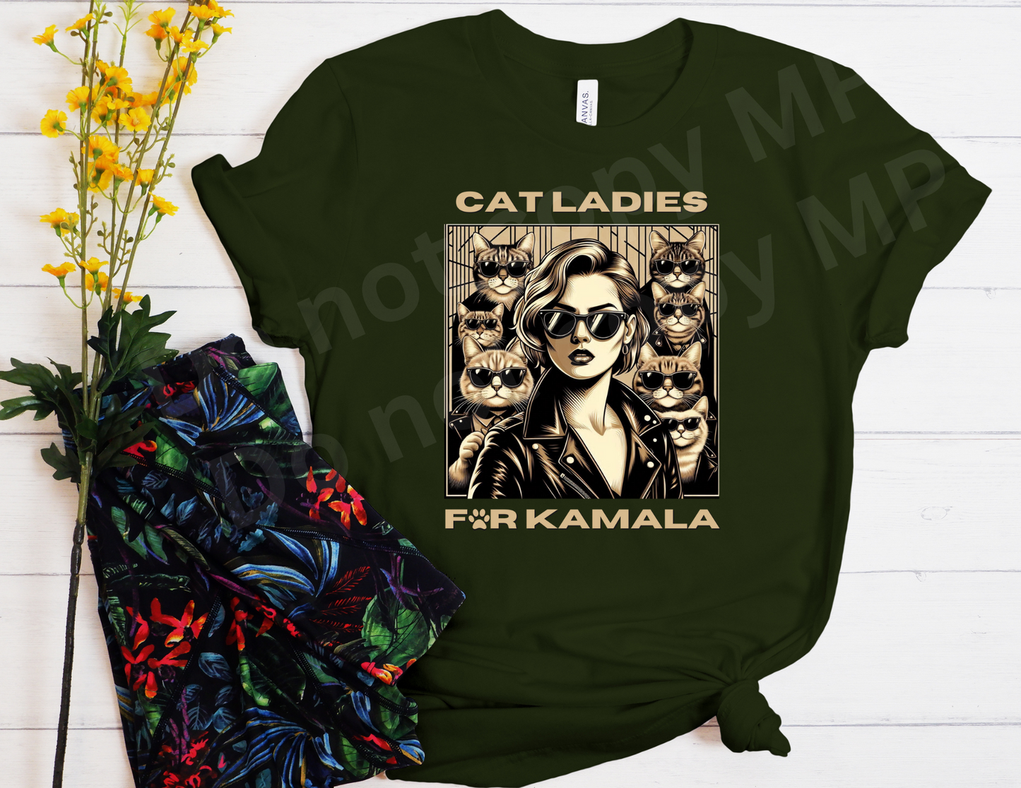 Cat Ladies for Kamala Cream Letters | T shirt