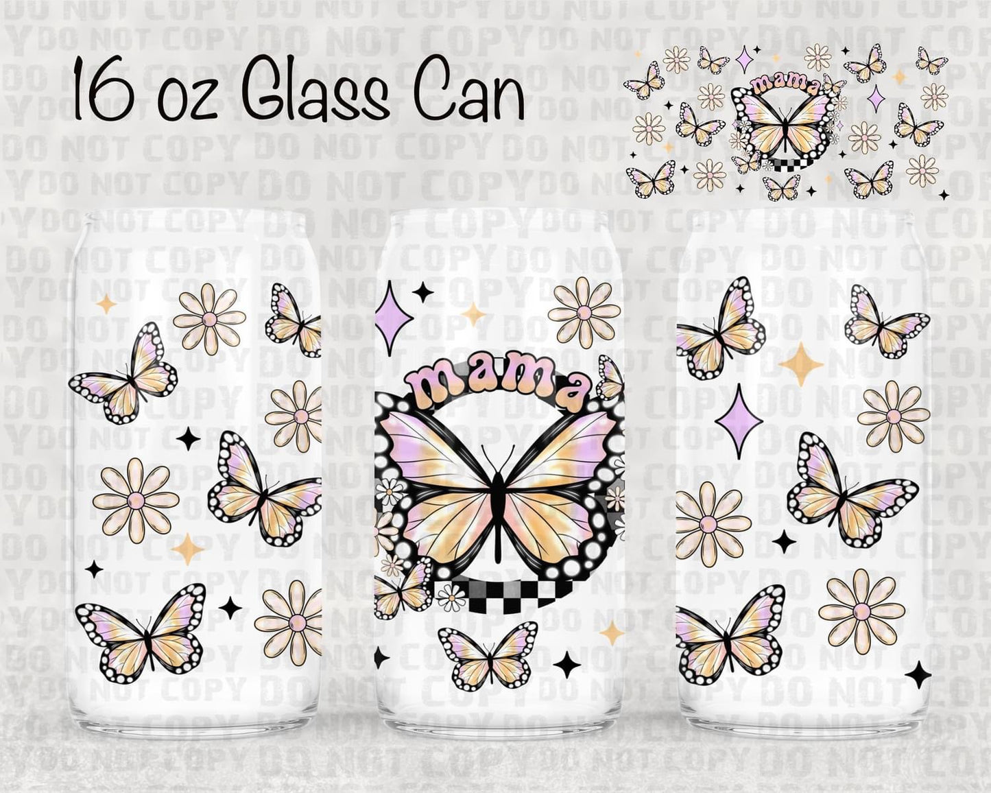 Mama and Butterflies | Beer Glass Can