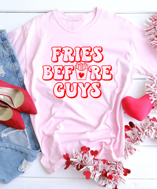 Fries before guys retro | T shirt Valentine's