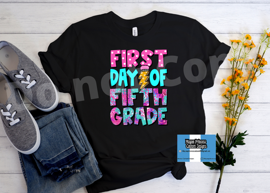First day of 5th Grade pink and purple | Youth T shirt
