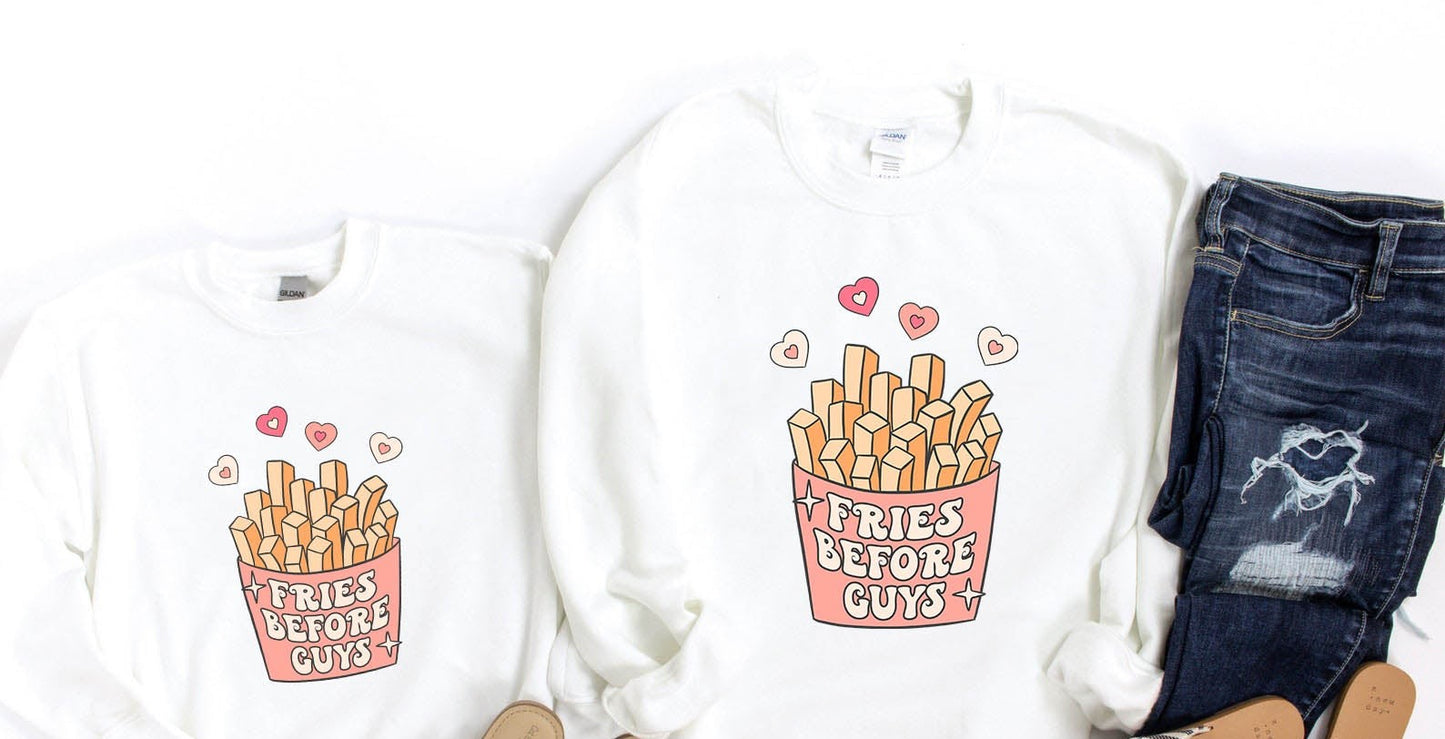 Fries before guys kids | T shirt Valentine's