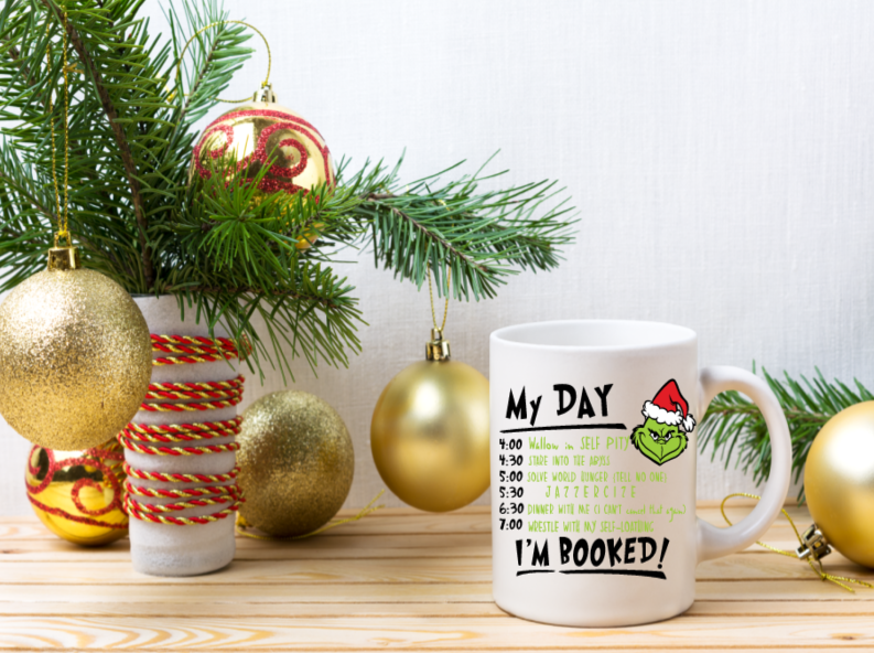 Grinch I'm Booked Mugs