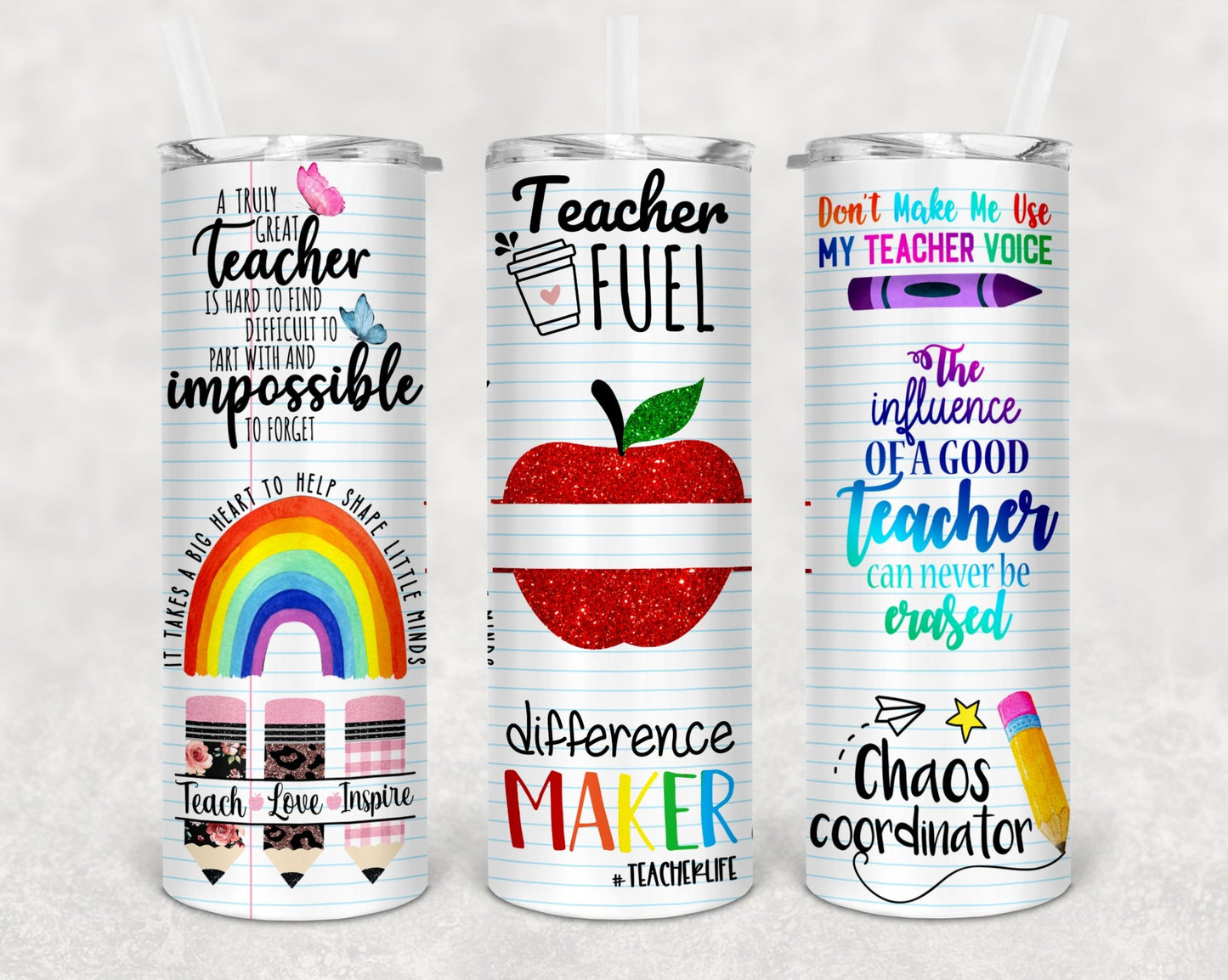 Teacher fuel | 20 oz Skinny Tumbler Sublimation