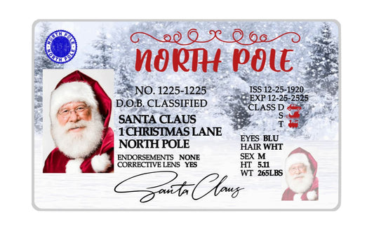 Santa Claus ID cards, Santa's Lost Driver's License, Santa Claus License