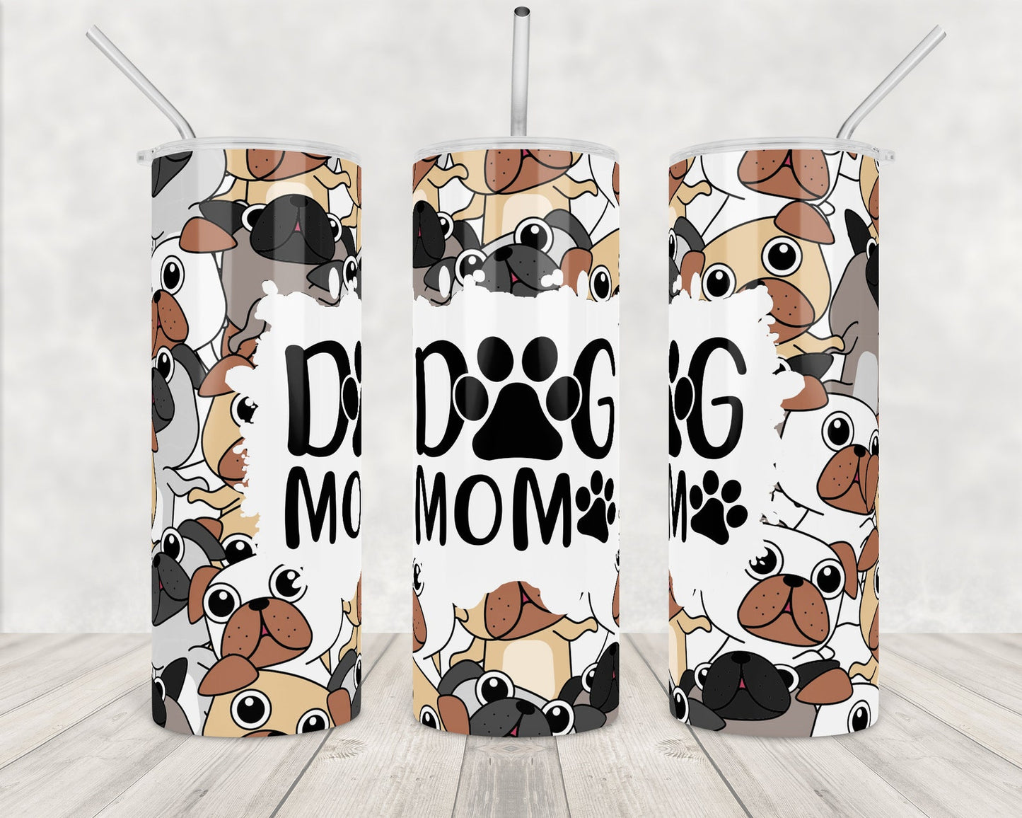 Pug Dog mom | 20 oz Skinny Tumbler Sublimation