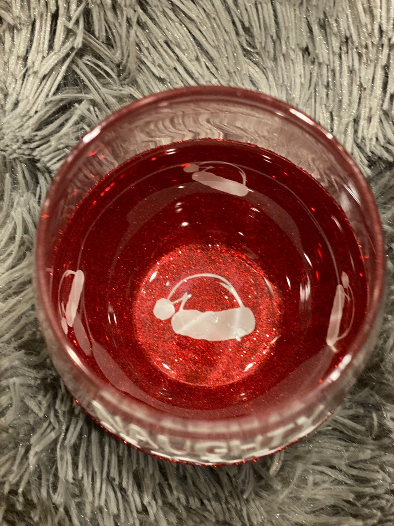 Naughty or Nice Peekaboo Wine Glass | Peekaboo Glitter Wine Glass | 21 oz Wine Glass