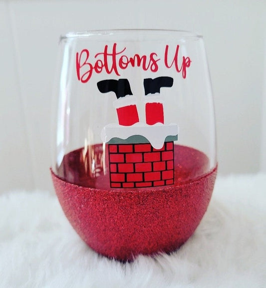 Bottoms Up | Peekaboo Glitter Wine Glass | 21 oz Wine Glass