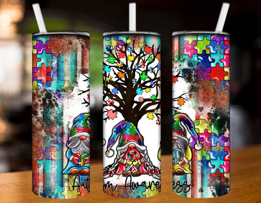 Autism gnomes | 20 oz Skinny Tumbler Sublimation