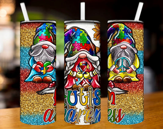 Autism gnomes in three| 20 oz Skinny Tumbler Sublimation