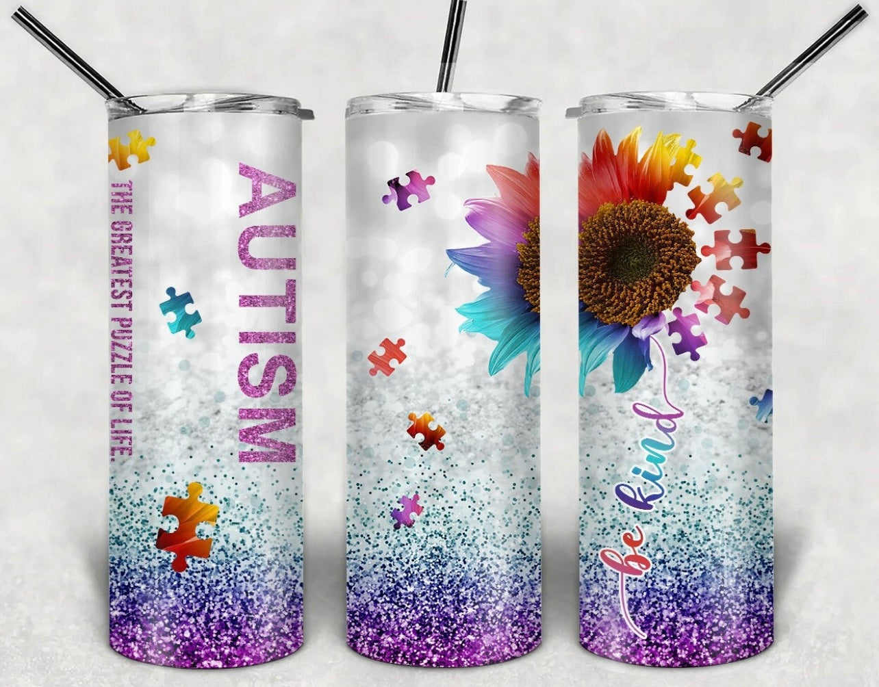 Autism purple| 20 oz Skinny Tumbler Sublimation