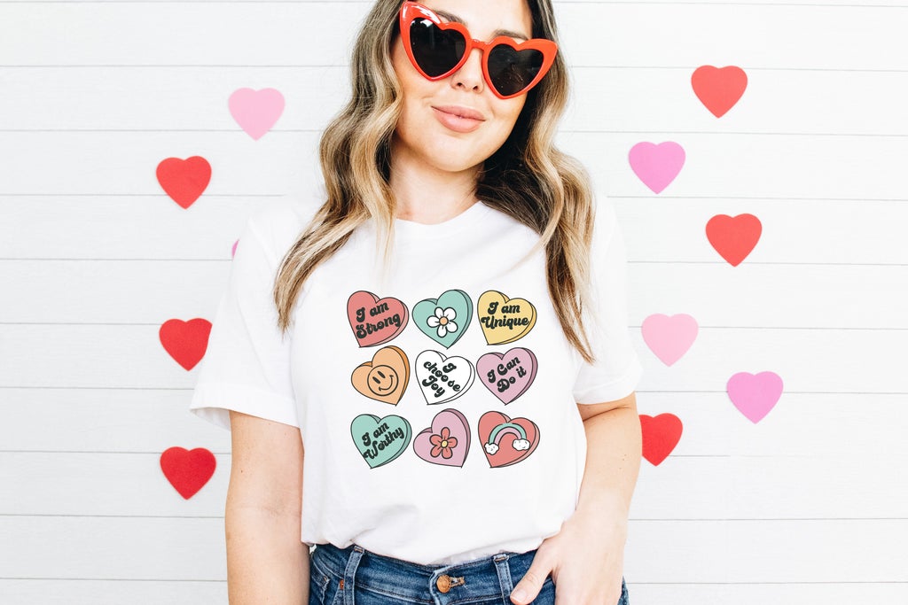 Positive affirmation hearts | T shirt Valentine's