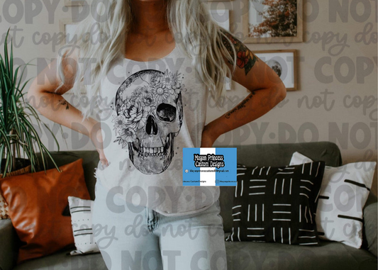 Flower skull | T shirt Halloween